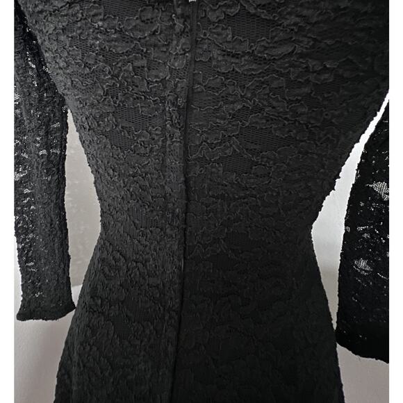 90s Laundry by Shelli Segal Black Lace Short Gothic Whimsigoth Sz 4 Dress Small - Picture 5 of 14